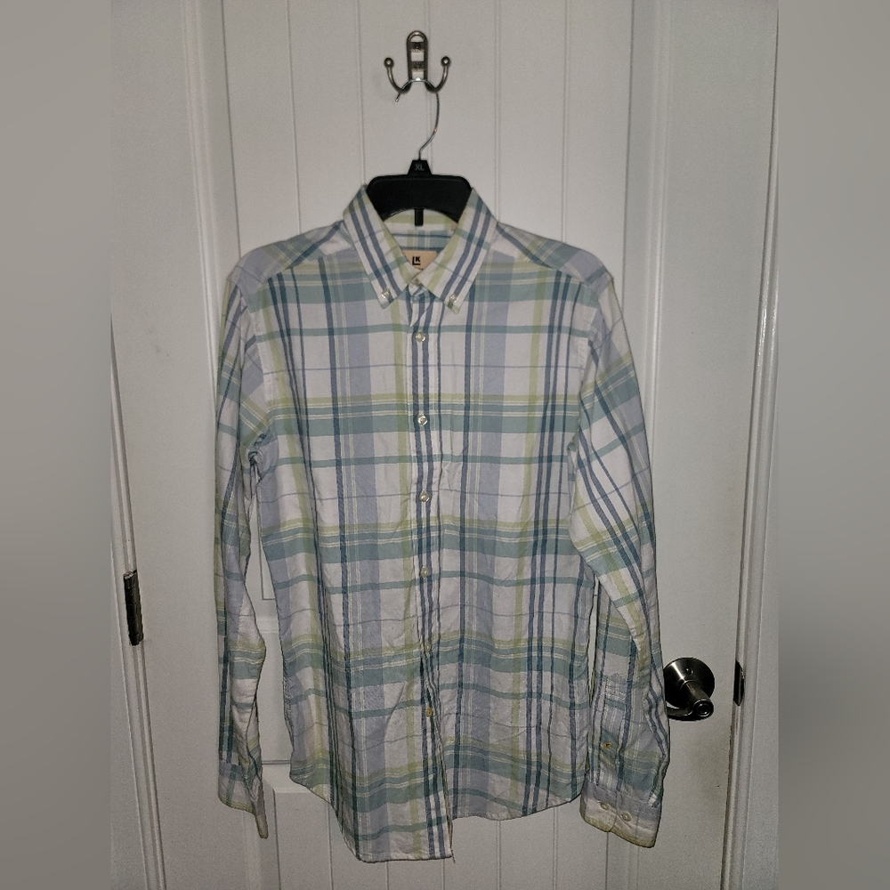 Life Khaki Men's Plaid Shirt - Blue and Green Small